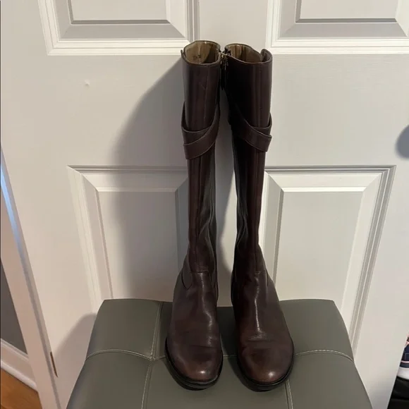 Brown Leather Knee-High Boots - Picture 1 of 7